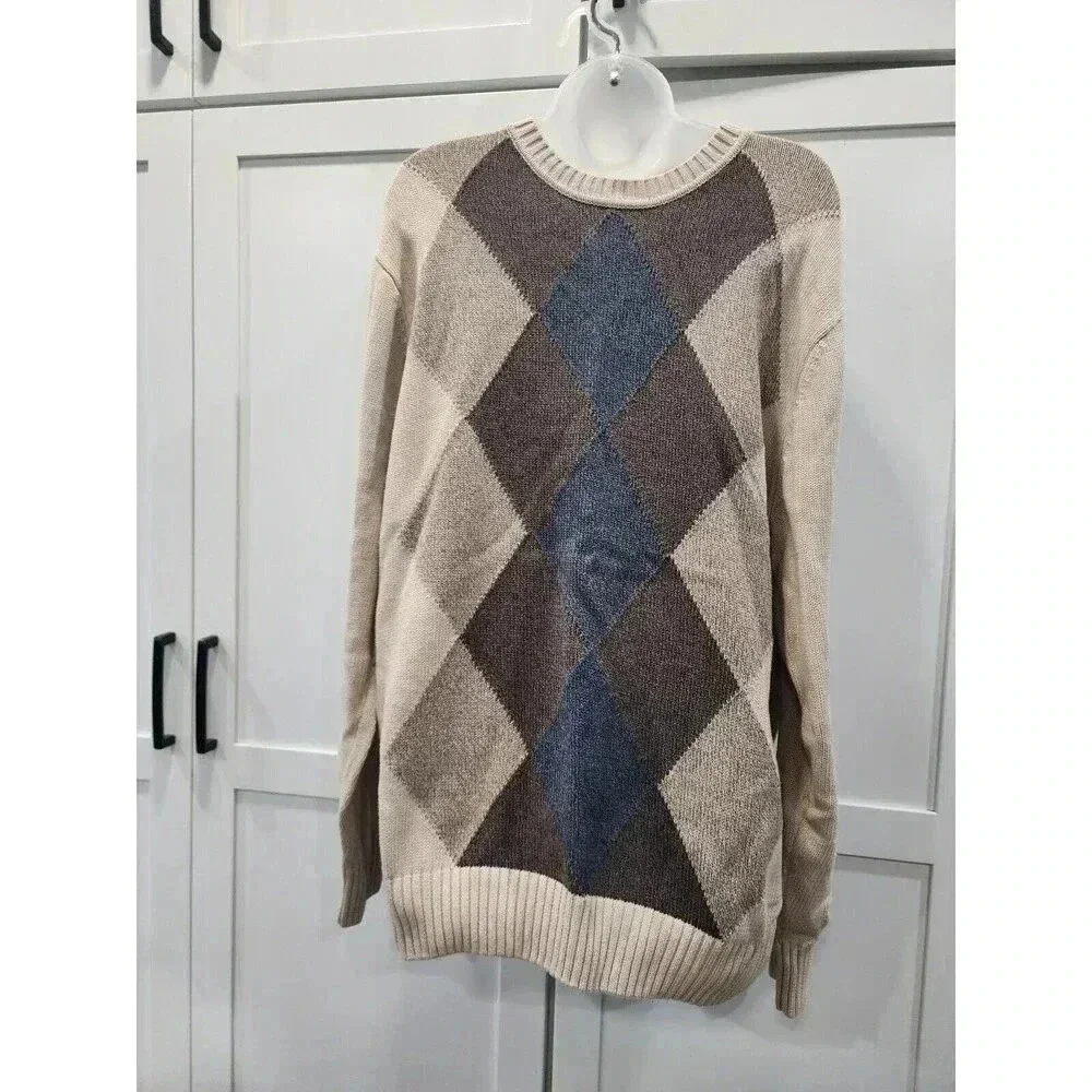 Dockers Sweater Men's Size XL Blue Grey With Diamond Pattern Classic - Picture 1 of 6